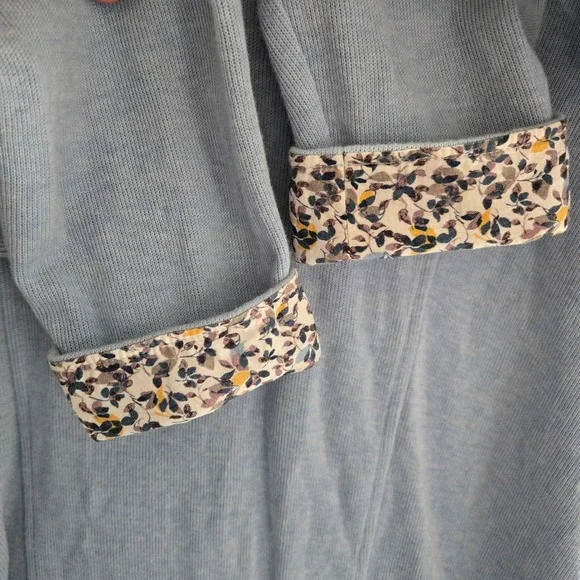 Orvis Womens Signature Floral Trim Quarter Zip Sweatshirt Blue, Size Med, Ribbed - Picture 8 of 13